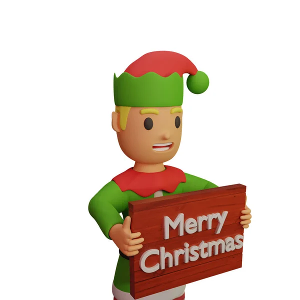 Darstellung Des Weihnachtselfen Charakters Mit Weihnachts Und Neujahrskonzept — Stockfoto