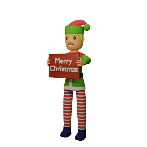 Darstellung Des Weihnachtselfen Charakters Mit Weihnachts Und Neujahrskonzept — Stockfoto