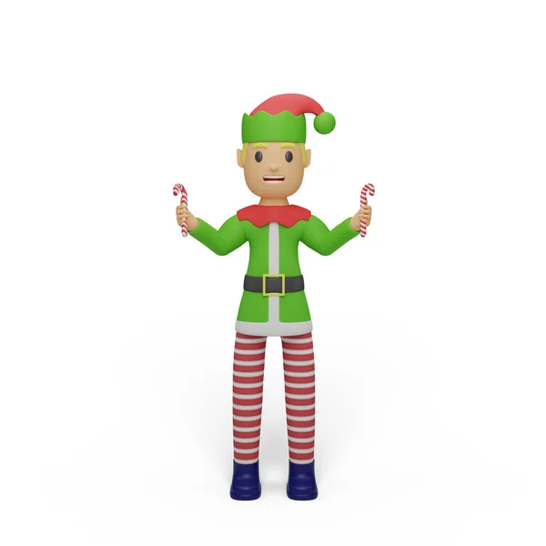 Renderowania Santa Elfy Charakter Bożym Narodzeniem Koncepcja Nowego Roku — Zdjęcie stockowe