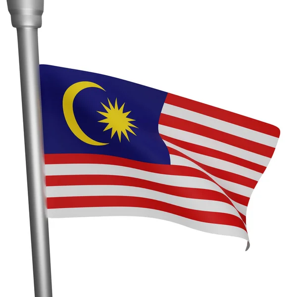 Renderowanie Koncepcji Flagi Malezji Malezja Narodowy Dzień — Zdjęcie stockowe