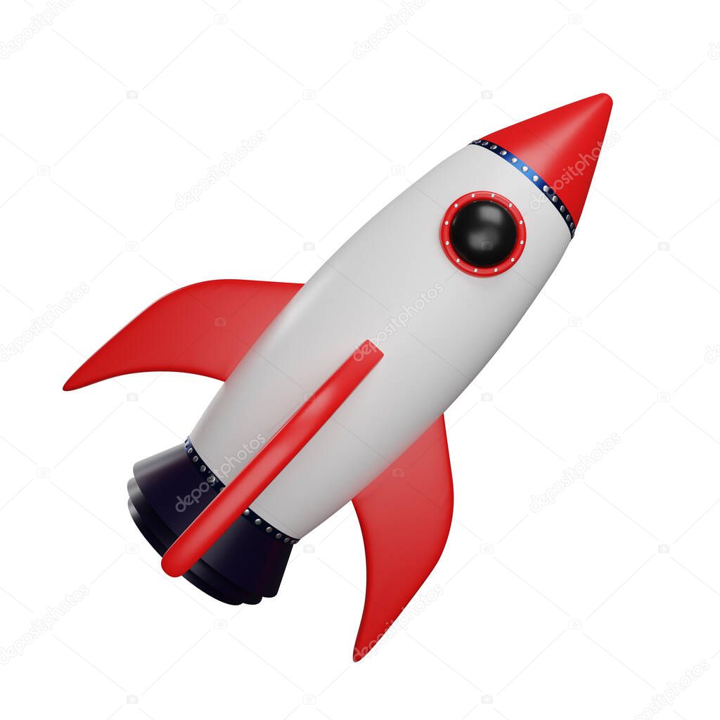 3d rendering of rocket background isolated