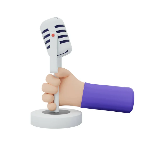 Rendering Hand Microphone Concept — Stock Photo, Image