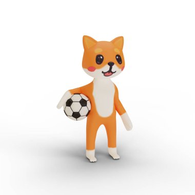 Futbol oynayan Corgi karakterinin 3D canlandırması