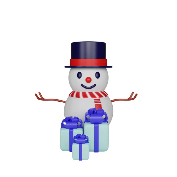 Rendering Snowman Christmas New Year — Stock Fotó