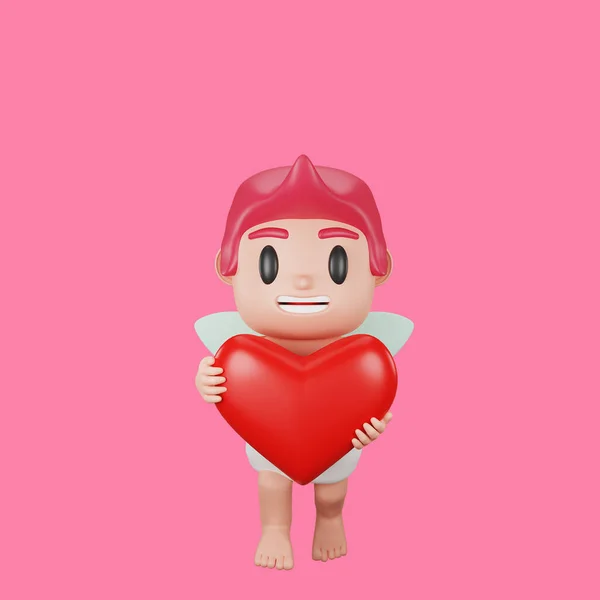 Vykreslování Amor Charakter Valentýna Koncept — Stock fotografie
