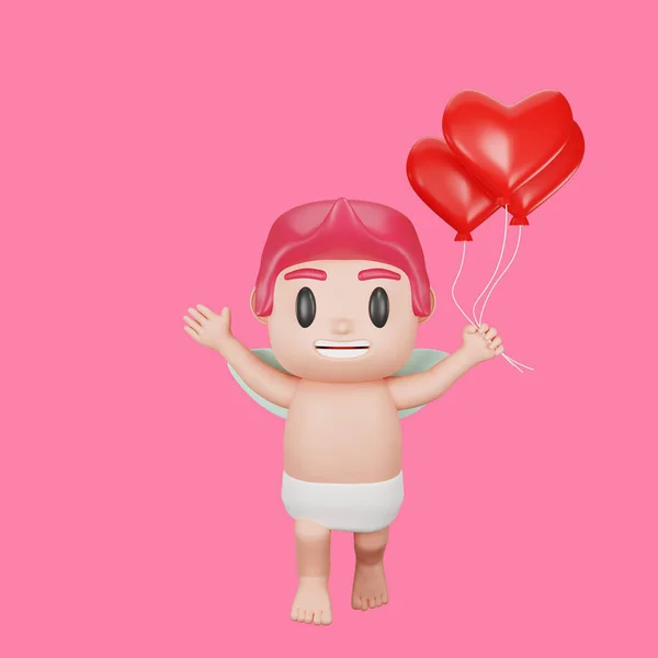 Rendering Cupid Character Valentine Day Concept — Φωτογραφία Αρχείου