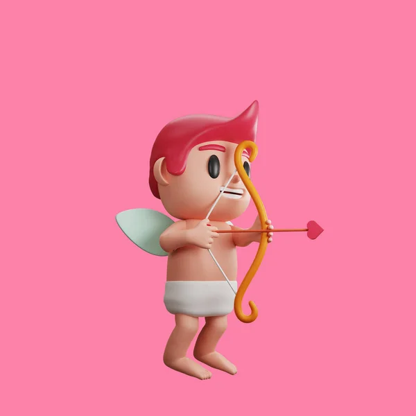 Απόδοση Του Χαρακτήρα Cupid Έννοια Ημέρα Του Αγίου Βαλεντίνου — Φωτογραφία Αρχείου