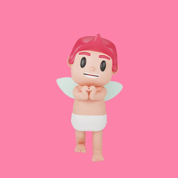 Weergave Van Cupido Karakter Valentijnsdag Concept — Stockfoto