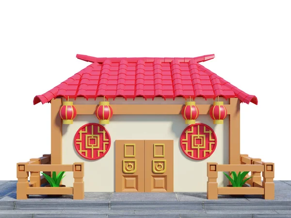 Rendering Temple Chinese New Year Concept — 图库照片