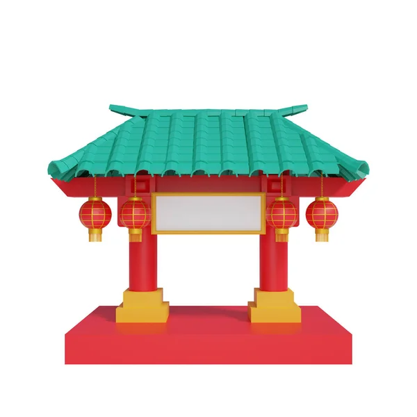 Rendering Temple Chinese New Year Concept — Stockfoto