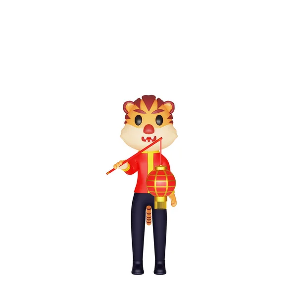 Rendering Character Tiger Chinese New Year Concept — Fotografia de Stock