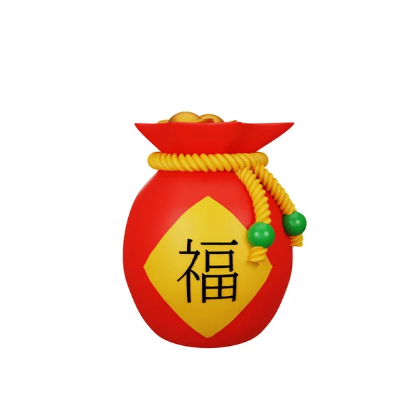 Rendering Money Bag Chinese New Year Concept — 图库照片