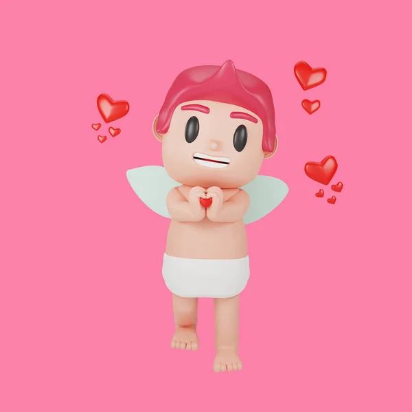 Rendering Cupid Character Valentine Day Concept — Φωτογραφία Αρχείου