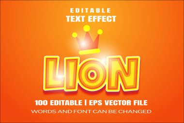 Düzenlenebilir Aslan metin efekti, kelimeler ve yazı tipi değiştirilebilir