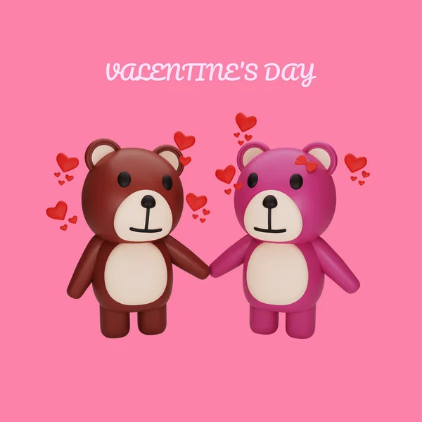 Rendering Teddy Bear Valentine Day Concept — Stock Photo, Image