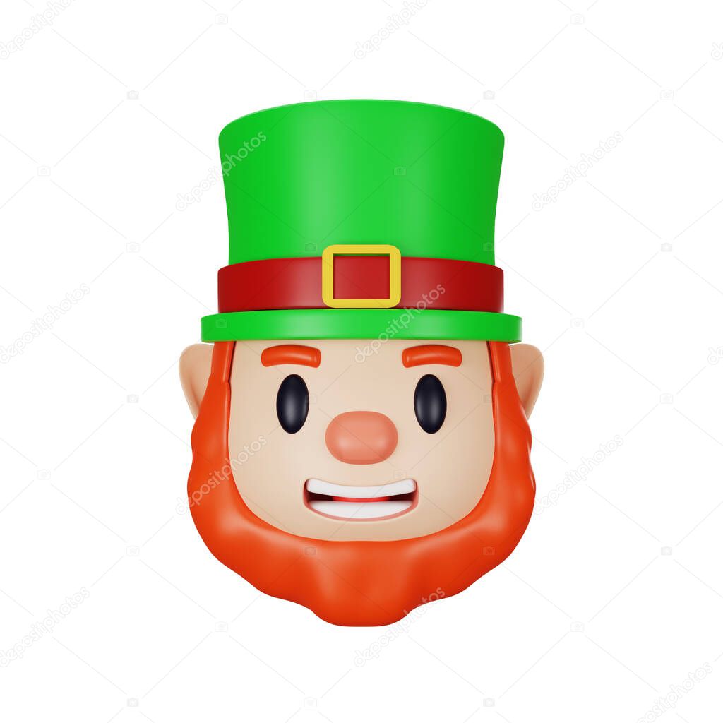 3d rendering of head character st. patrick's day concept