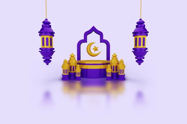 Render Iszlám Ramadán Üdvözlet Díszek Iszlám Dobogók — Stock Fotó