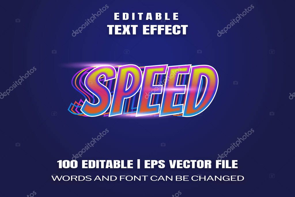 Editable text effects Speed , words and font can be changed
