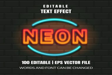 Düzenlenebilir metin efektleri Neon, kelimeler ve yazı tipi değiştirilebilir