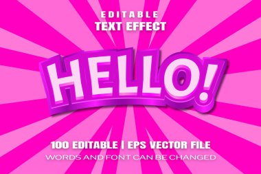 Düzenlenebilir metin efektleri Merhaba, kelimeler ve yazı tipleri değiştirilebilir