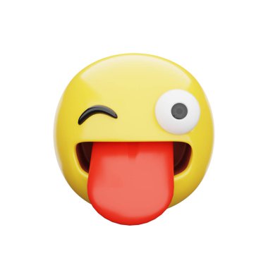 3D emoji Dili Göz Kırpan Yüz