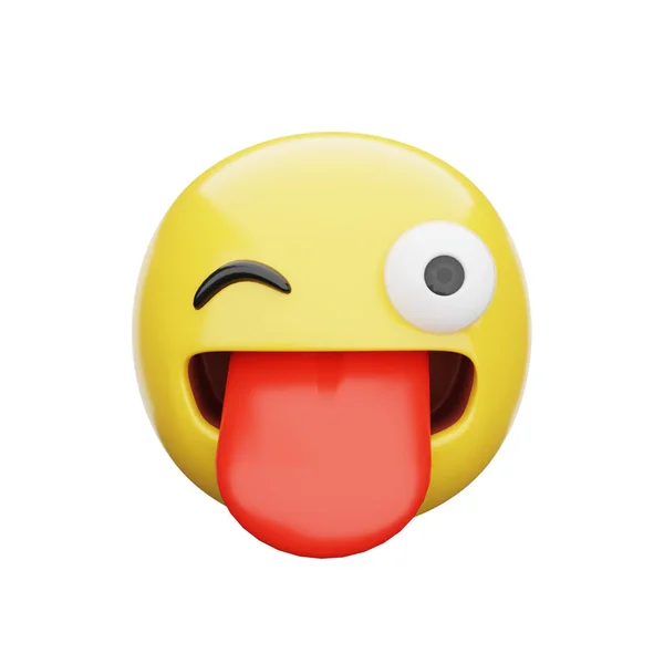 Emoji Ammiccante Faccia Con Lingua — Foto Stock