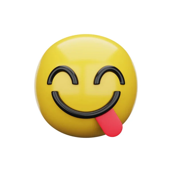 Emoji Faccia Assaporare Cibo — Foto Stock