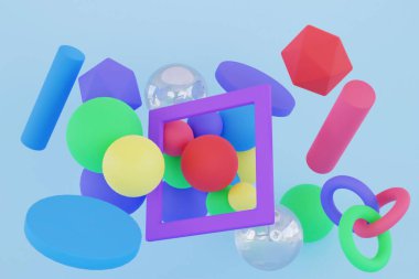3d Geometrik şekiller renkli arkaplan