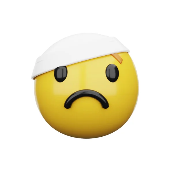 Emoji Twarz Bandażem Głowę — Zdjęcie stockowe