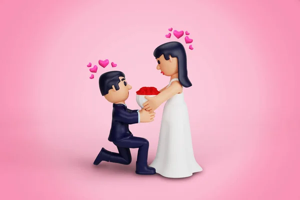 Character Romantic Wedding Couple Moment — Stockfoto