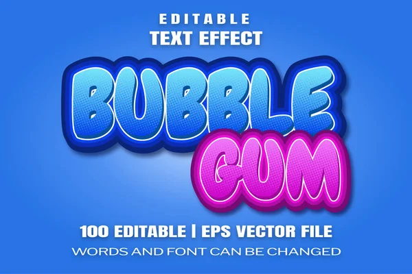 Editable Text Effects Bubble Gum Words Font Can Changed — 스톡 벡터