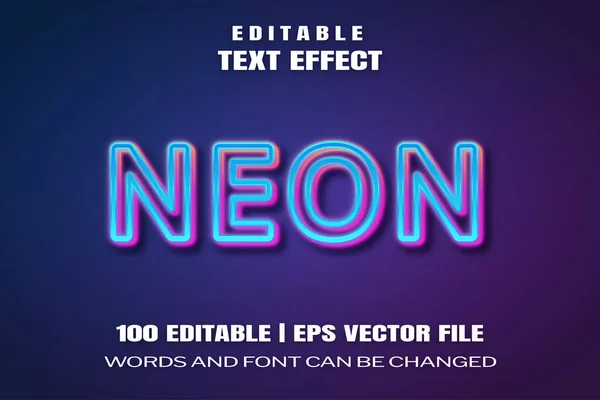 Upravitelné Efekty Textu Neon Slova Písmo Lze Měnit — Stockový vektor