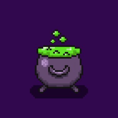 pixel art magic cauldron halloween,vector illustration
