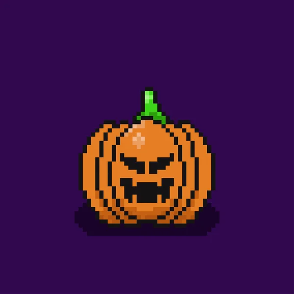 Pixel Art Pumpkin Scary Halloween Vector Illustration — 스톡 벡터