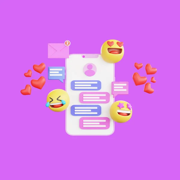 Rendering Online Chat Expression Communication Couple Love — Zdjęcie stockowe