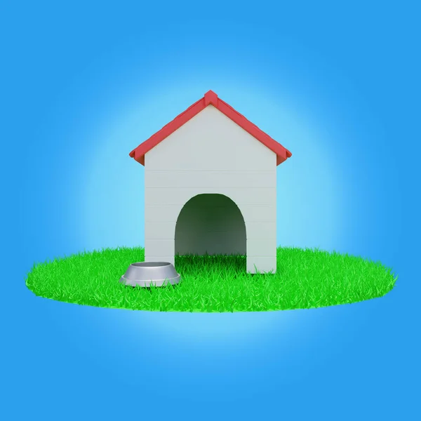 Rendering Dog House Grass — Zdjęcie stockowe