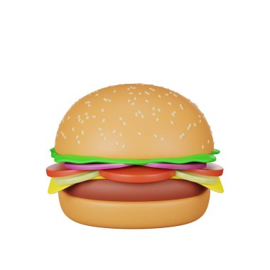 Hamburger abur cubur ikonunun 3D sunumu