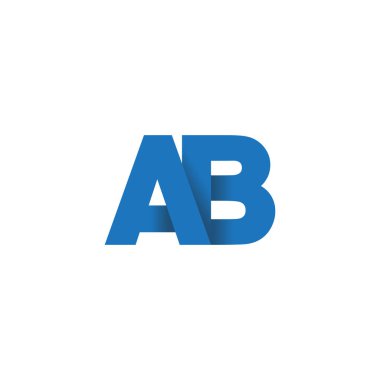 Initial letters AB, overlapping fold logo, blue, vector template elements for creative industry
