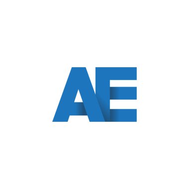 Initial letters AE, overlapping fold logo, blue, vector template elements for creative industry