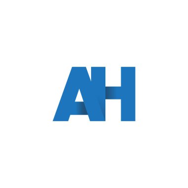 Initial letters AH, overlapping fold logo, blue, vector template elements for creative industry