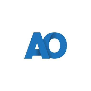 Initial letters AO, overlapping fold logo, blue, vector template elements for creative industry