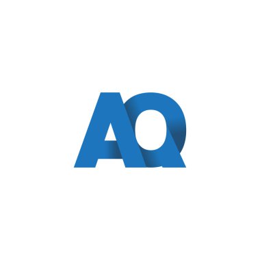 Initial letters AQ, overlapping fold logo, blue, vector template elements for creative industry