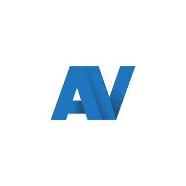 Initial letters AV, overlapping fold logo, blue, vector template elements for creative industry