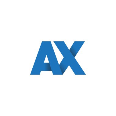 Initial letters AX, overlapping fold logo, blue, vector template elements for creative industry