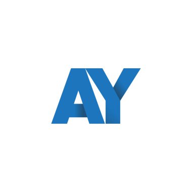 Initial letters AY, overlapping fold logo, blue, vector template elements for creative industry