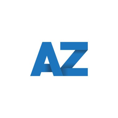 Initial letters AZ, overlapping fold logo, blue, vector template elements for creative industry
