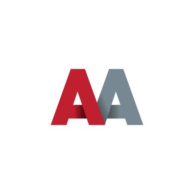 Initial letters AA, overlapping fold logo, red gray, vector template elements for creative industry