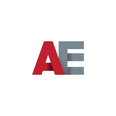 Initial letters AE, overlapping fold logo, red gray, vector template elements for creative industry