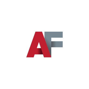 Initial letters AF, overlapping fold logo, red gray, vector template elements for creative industry
