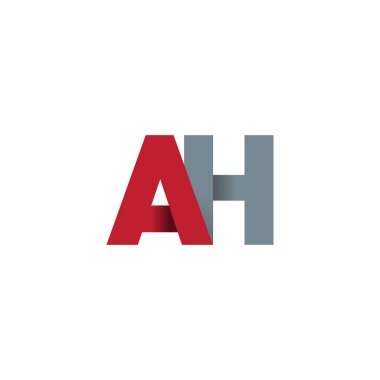 Initial letters AH, overlapping fold logo, red gray, vector template elements for creative industry